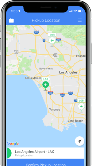 SuperShuttle app on iPhone