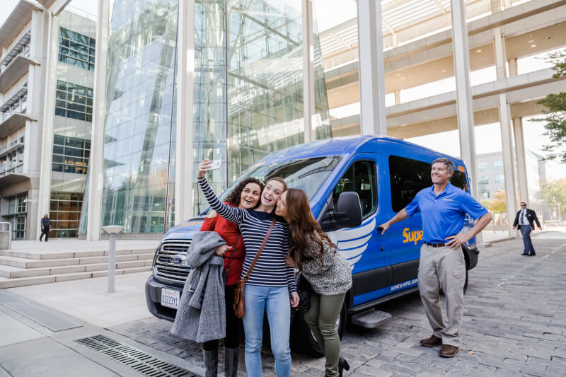 supershuttle selfie in San Diego