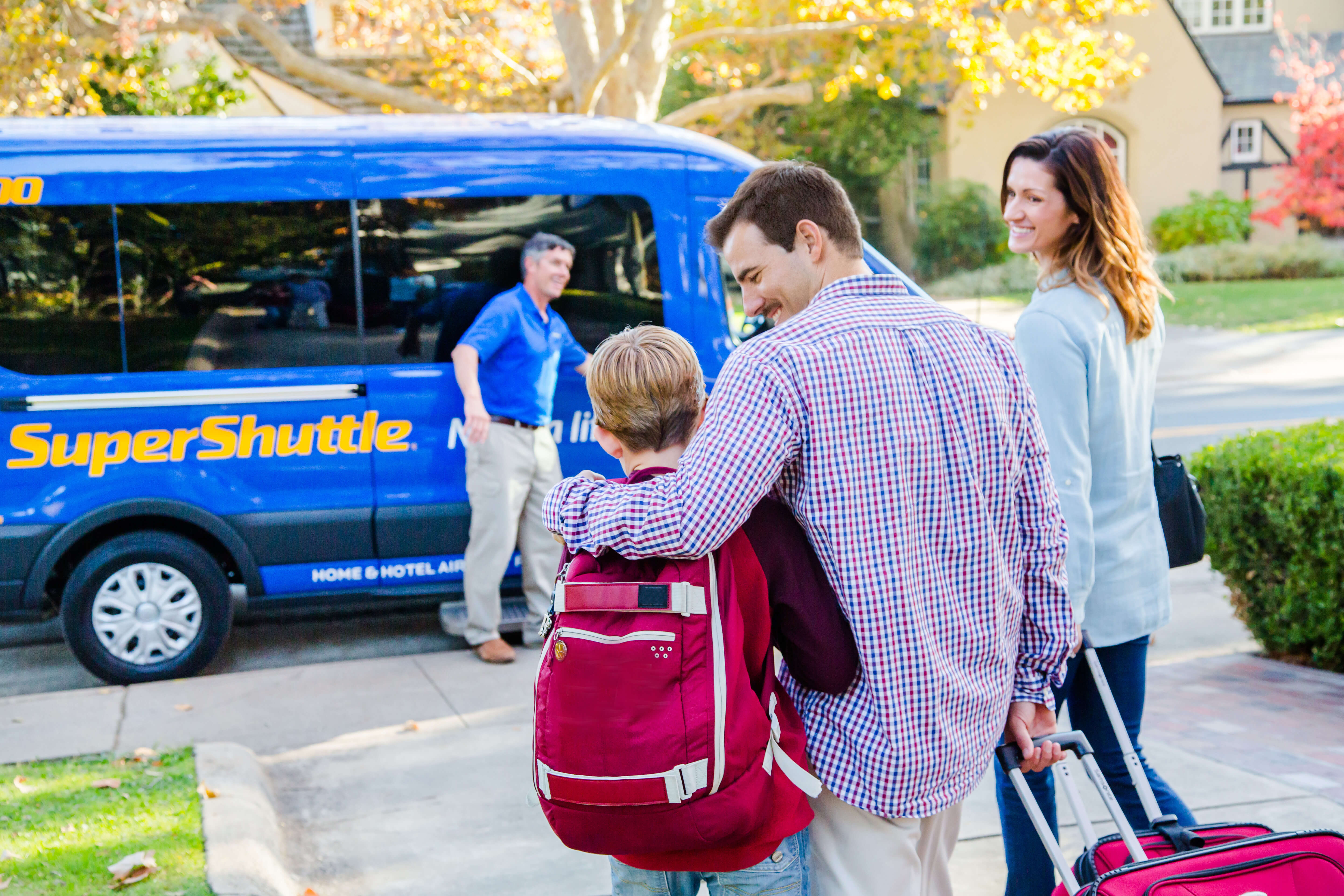 family boarding SuperShuttle shared ride