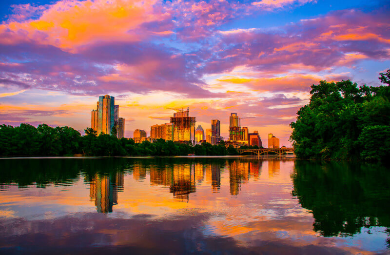 austin skyline and water