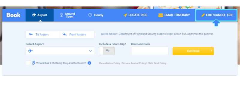 edit supershuttle reservation