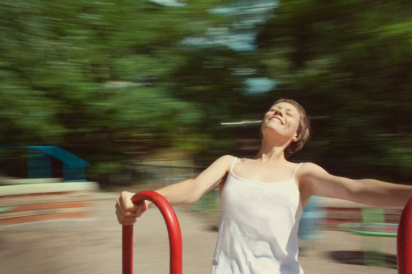 Girl on carousel