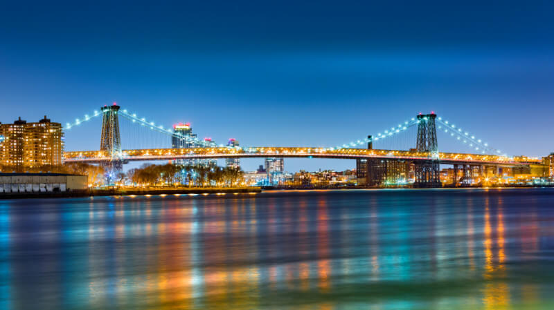 New York Williamsburg bridge by night